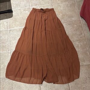 Elegant Brown Tiered Skirt